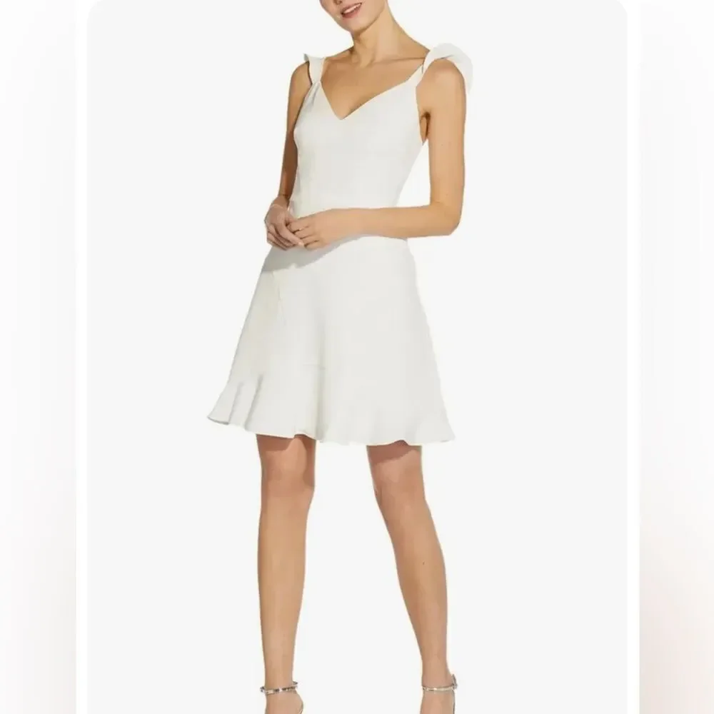 Aidan Mattox IVORY Crepe Cocktail Dress